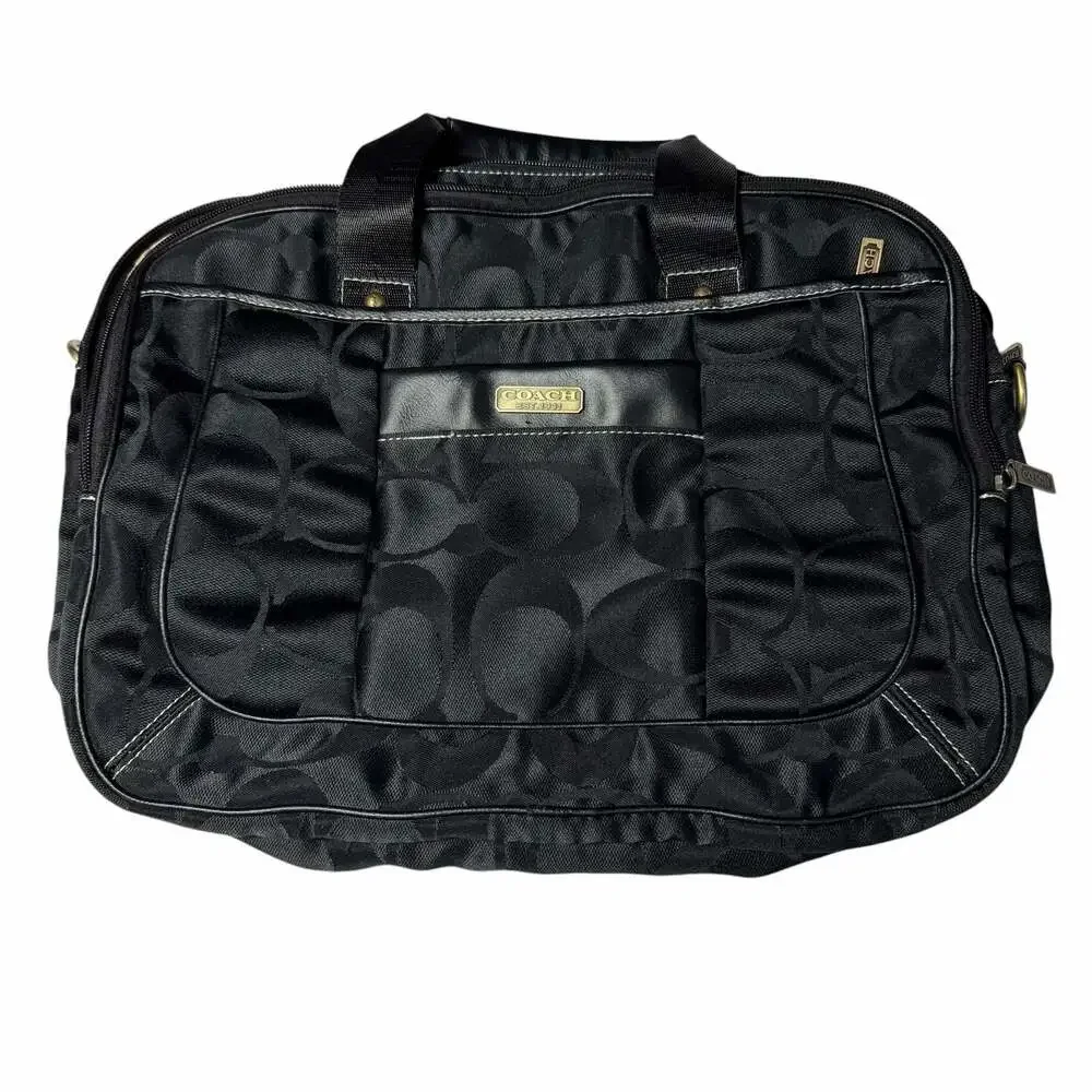 Coach Signature Nylon Business Laptop Briefcase in Black
